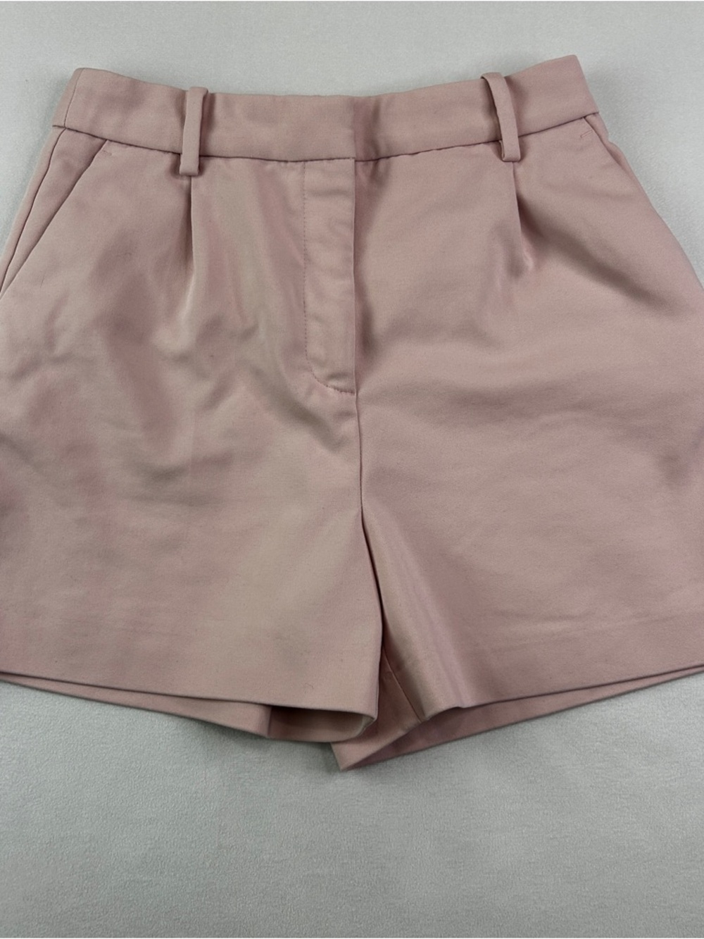 Zara High Waisted Tailored Shorts Dusty Pink Pleated